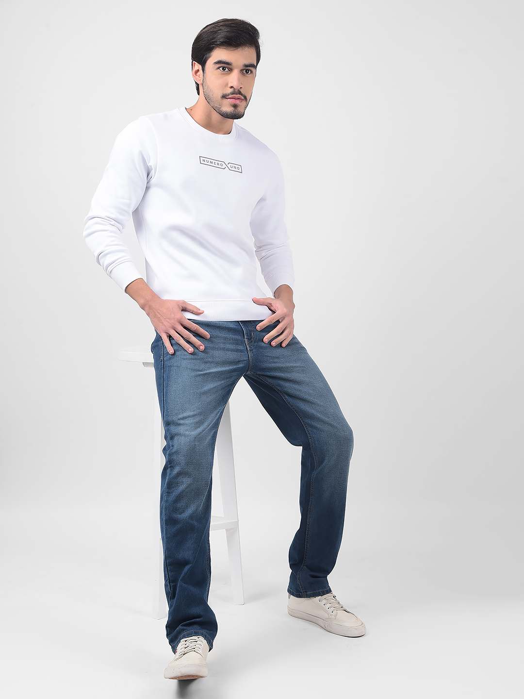 Numero Uno Men Typography White Sweat Shirt